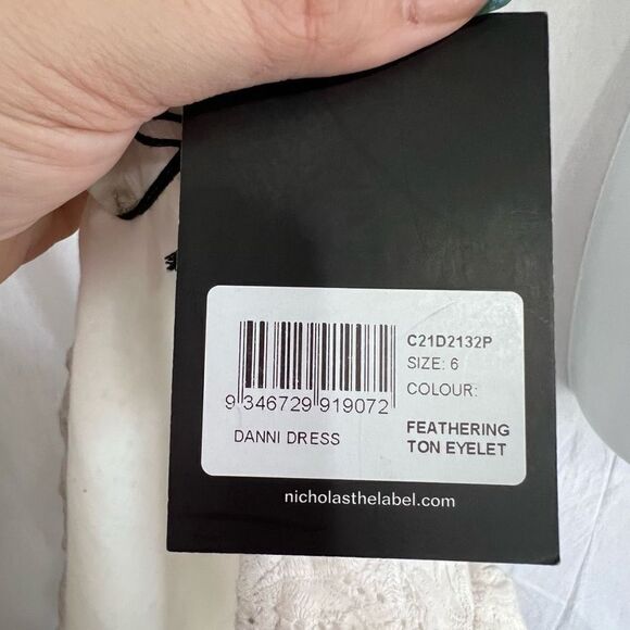 NICHOLAS Women's Danni white eyelet mini dress, size 6 NWT - Picture 7 of 10